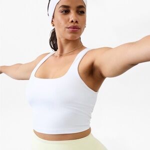 Athleta Transcend Square neck crop bra white L D-DD NWT